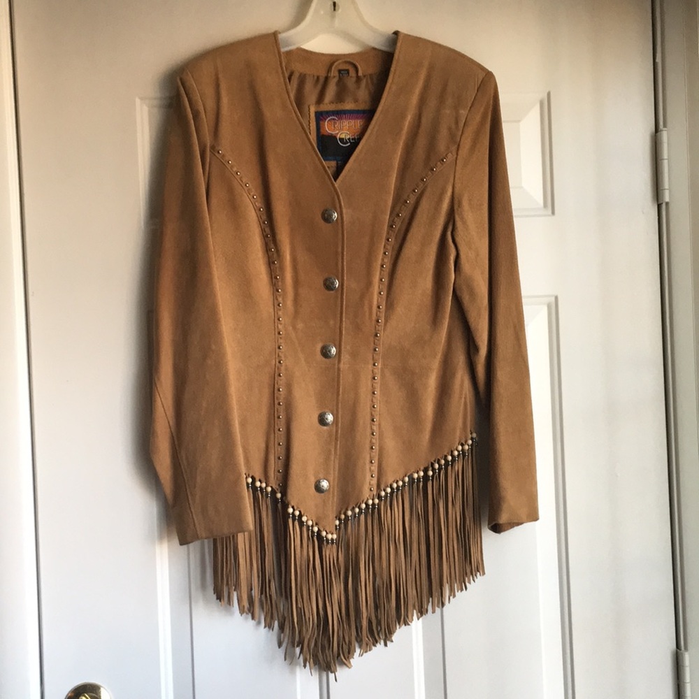 Brown suede fringe jacket!